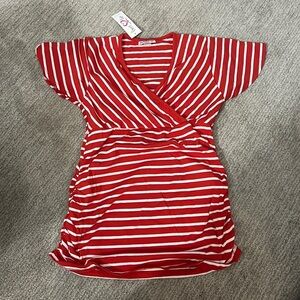 Times two size red and white maternity top